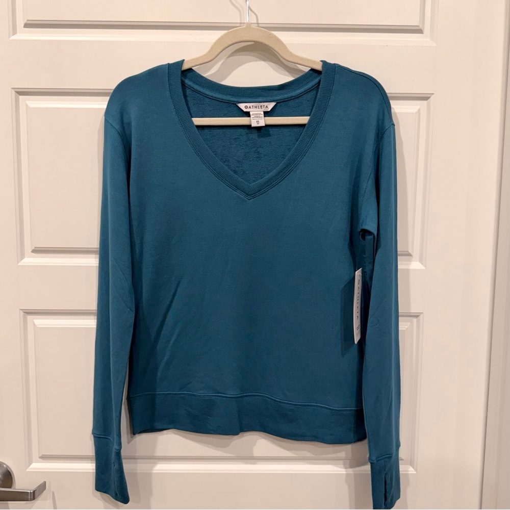 NWT Athleta Sunrise V-Neck Lightweight Sweatshirt XS Active Lounge Athletic Yoga - Picture 3 of 5